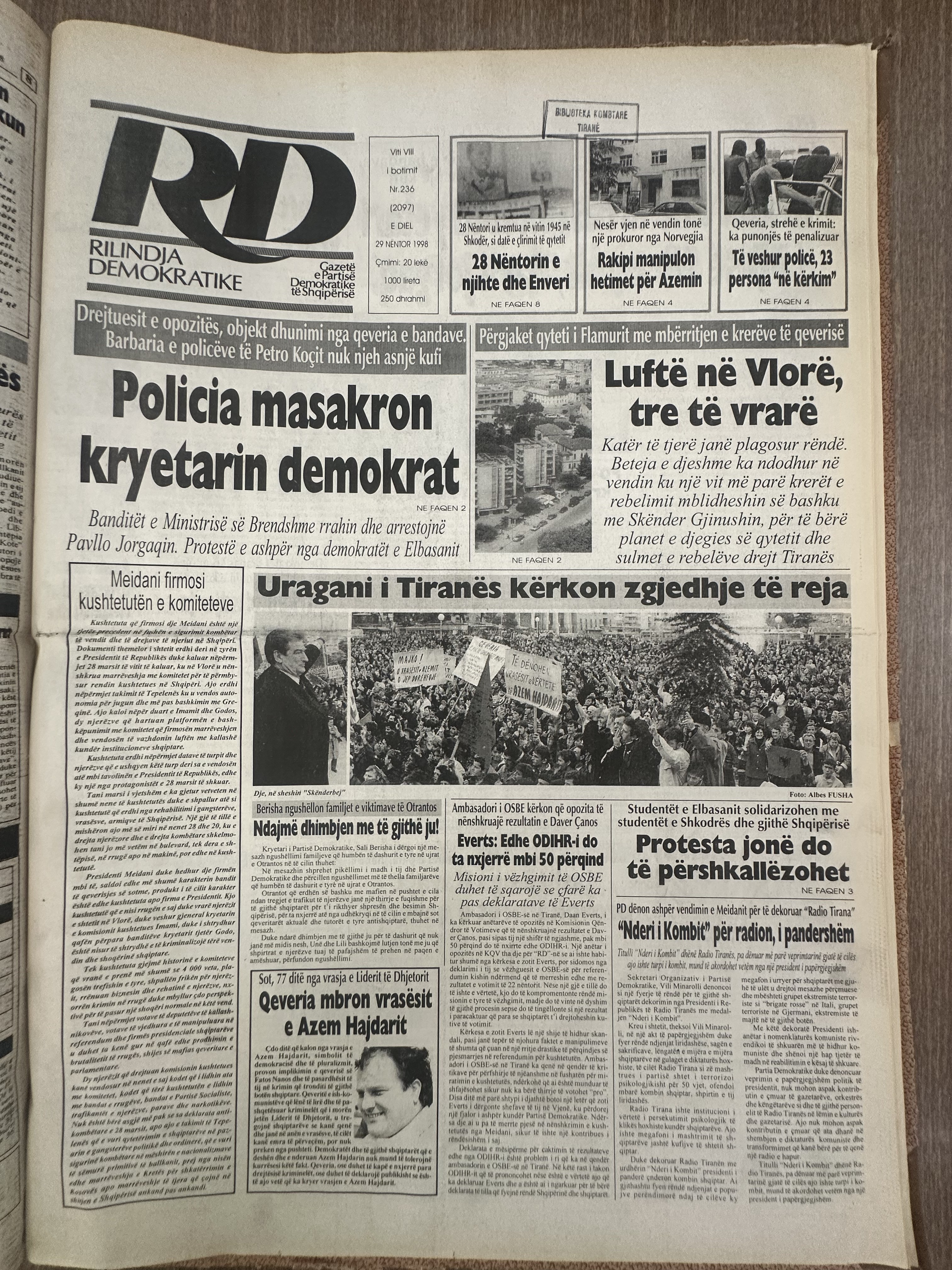 Rilindja Demokratike 1998-11-29